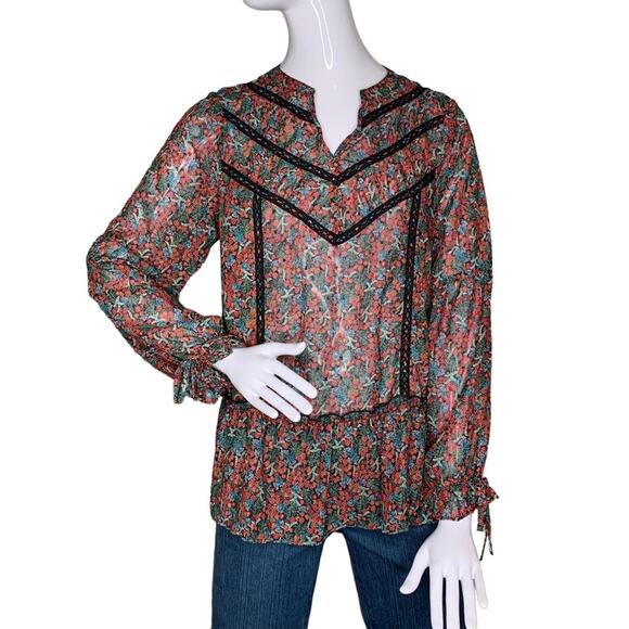 Matilda Jane Tops - Matilda Jane Women Sheer Top Size Small Long Sleeve Romantic Floral Print